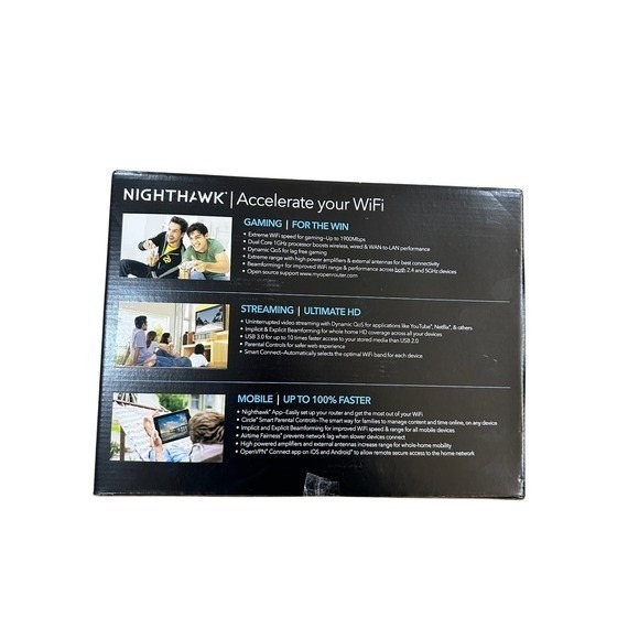 NETGEAR Nighthawk AC1900 Smart WiFi Router R7000 1GHz Dual Core Processor - Picture 2 of 5